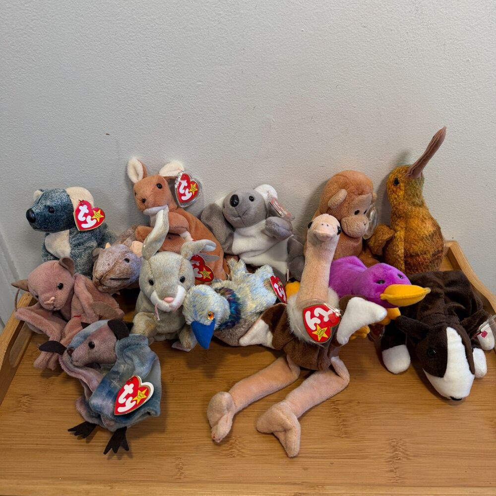 13 Vintage TY Beanie Babies Lot 1990s w/ Tags Patti Retired Plush Collection
